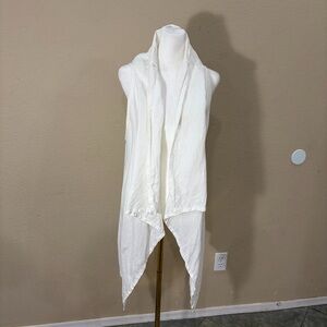Bryn Walker White Linen Asymmetrical Vest Womens Boho Coastal Fairy